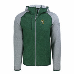 Green Bay Packers Cutter & Buck Throwback Mainsail Sweater-Knit Full-Zip Hoodie - Heather Green/Heather Gray Hoodies