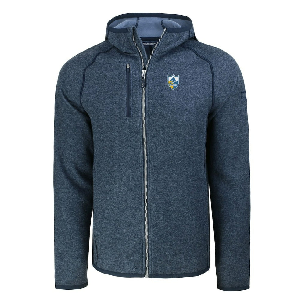 Los Angeles Chargers Cutter & Buck Throwback Mainsail Sweater-Knit Full-Zip Hoodie - Heather Navy Hoodies