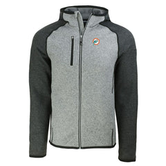 Miami Dolphins Cutter & Buck Throwback Mainsail Sweater-Knit Full-Zip Hoodie - Heather Gray/Heather Charcoal Hoodies