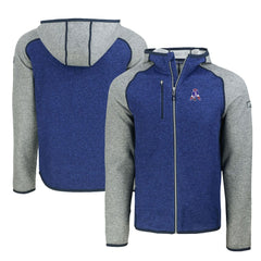 New England Patriots Cutter & Buck Throwback Mainsail Sweater-Knit Full-Zip Hoodie - Royal/Heather Gray Hoodies