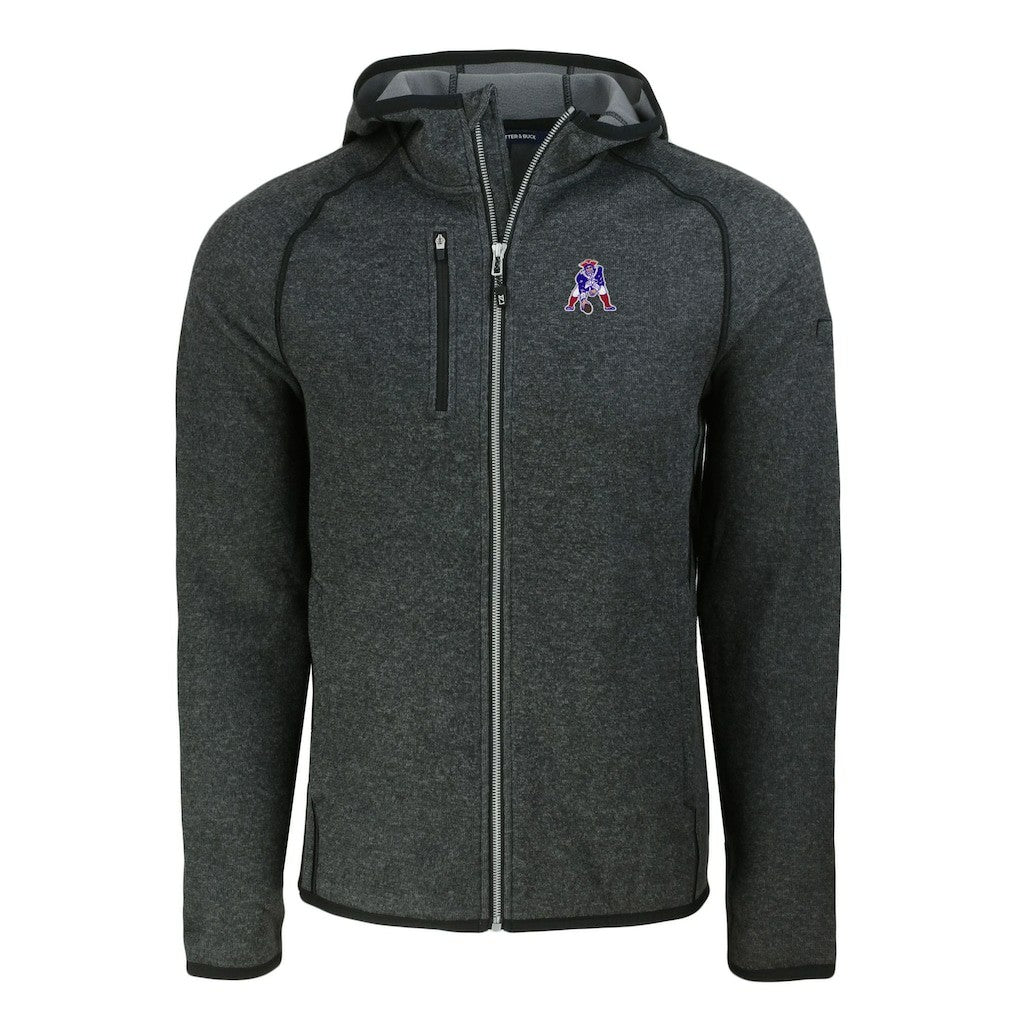 New England Patriots Cutter & Buck Throwback Mainsail Sweater-Knit Full-Zip Hoodie - Heather Charcoal Hoodies