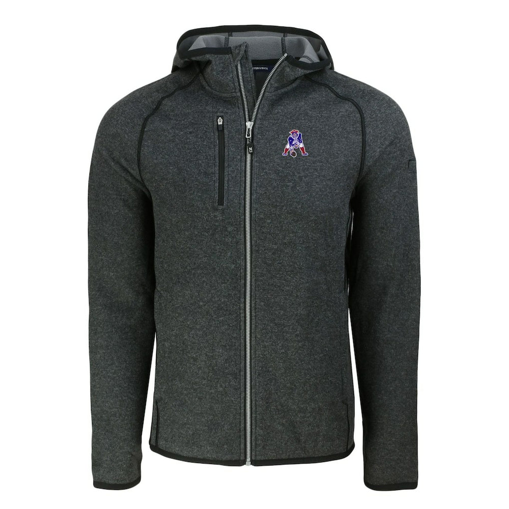 New England Patriots Cutter & Buck Throwback Mainsail Sweater-Knit Full-Zip Hoodie - Heather Charcoal Hoodies