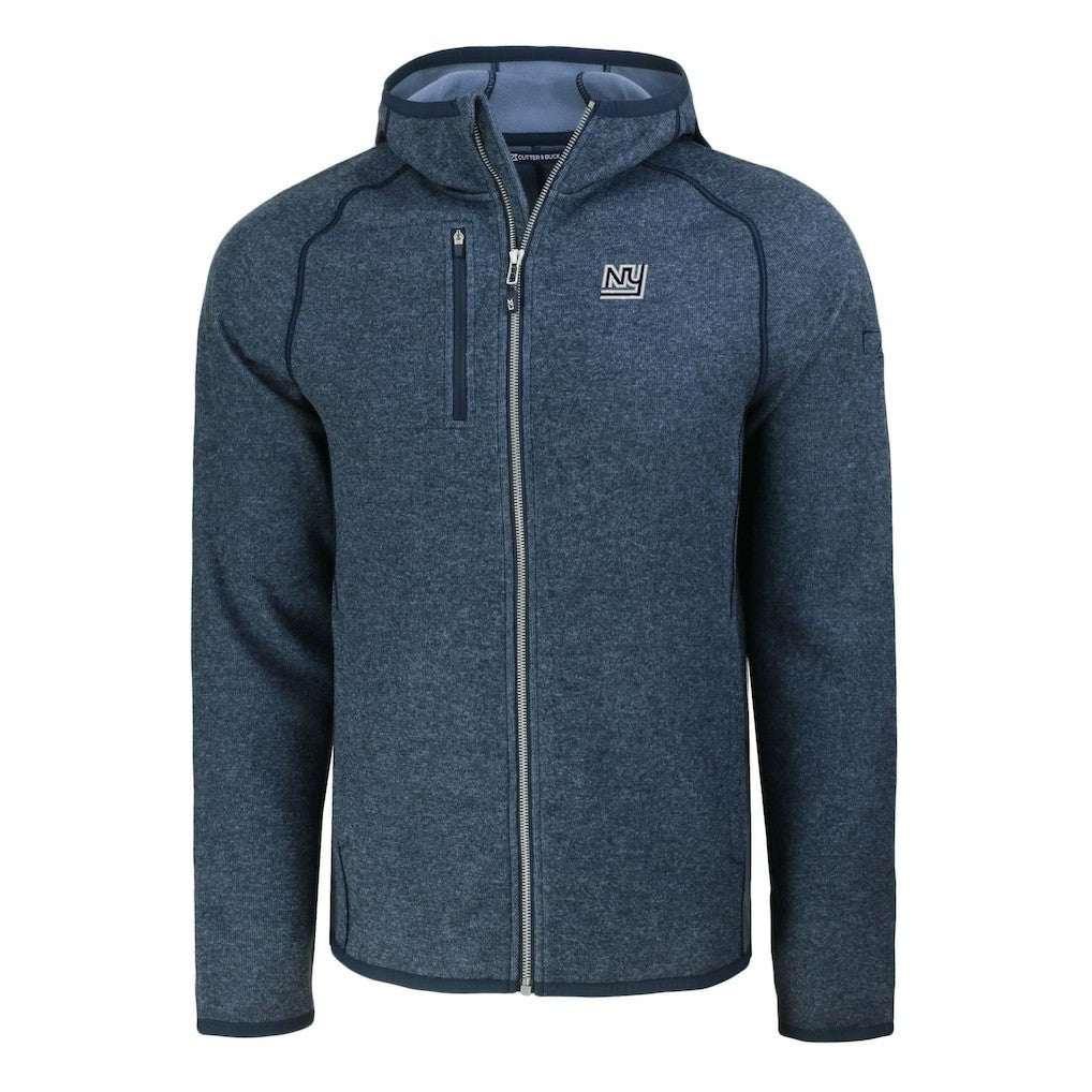 New York Giants Cutter & Buck Throwback Mainsail Sweater-Knit Full-Zip Hoodie - Heather Navy Hoodies