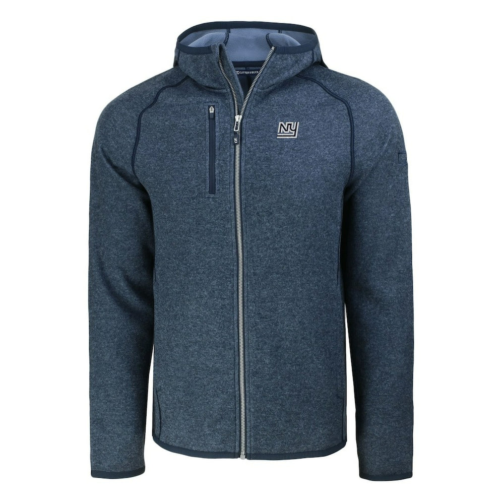 New York Giants Cutter & Buck Throwback Mainsail Sweater-Knit Full-Zip Hoodie - Heather Navy Hoodies