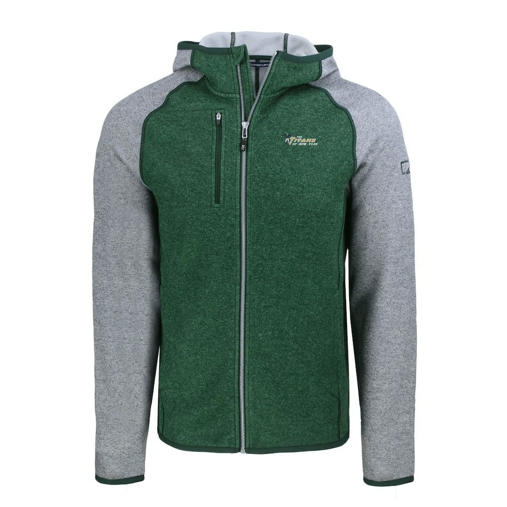 New York Jets Cutter & Buck Throwback Mainsail Sweater-Knit Full-Zip Hoodie - Heather Green/Heather Gray Hoodies