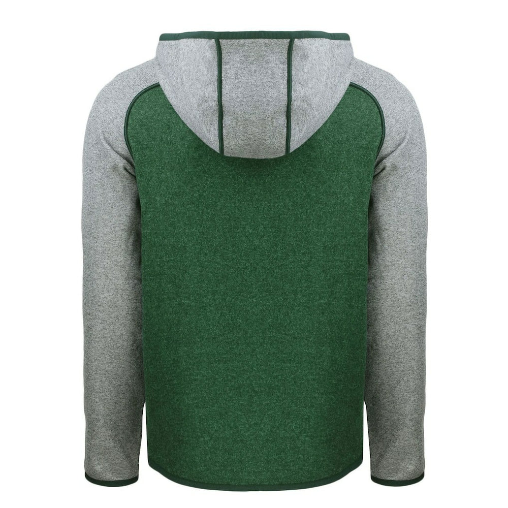 New York Jets Cutter & Buck Throwback Mainsail Sweater-Knit Full-Zip Hoodie - Heather Green/Heather Gray Hoodies