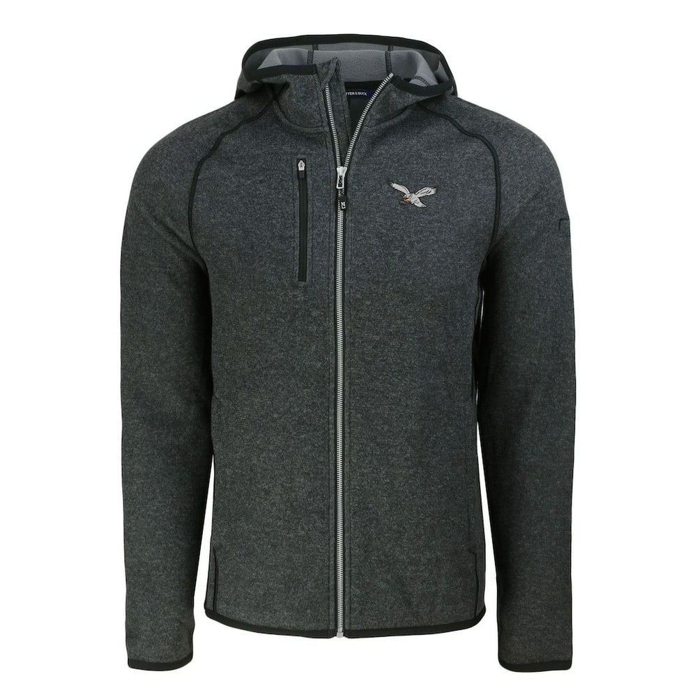 Philadelphia Eagles Cutter & Buck Throwback Mainsail Sweater-Knit Full-Zip Hoodie - Heather Charcoal Hoodies
