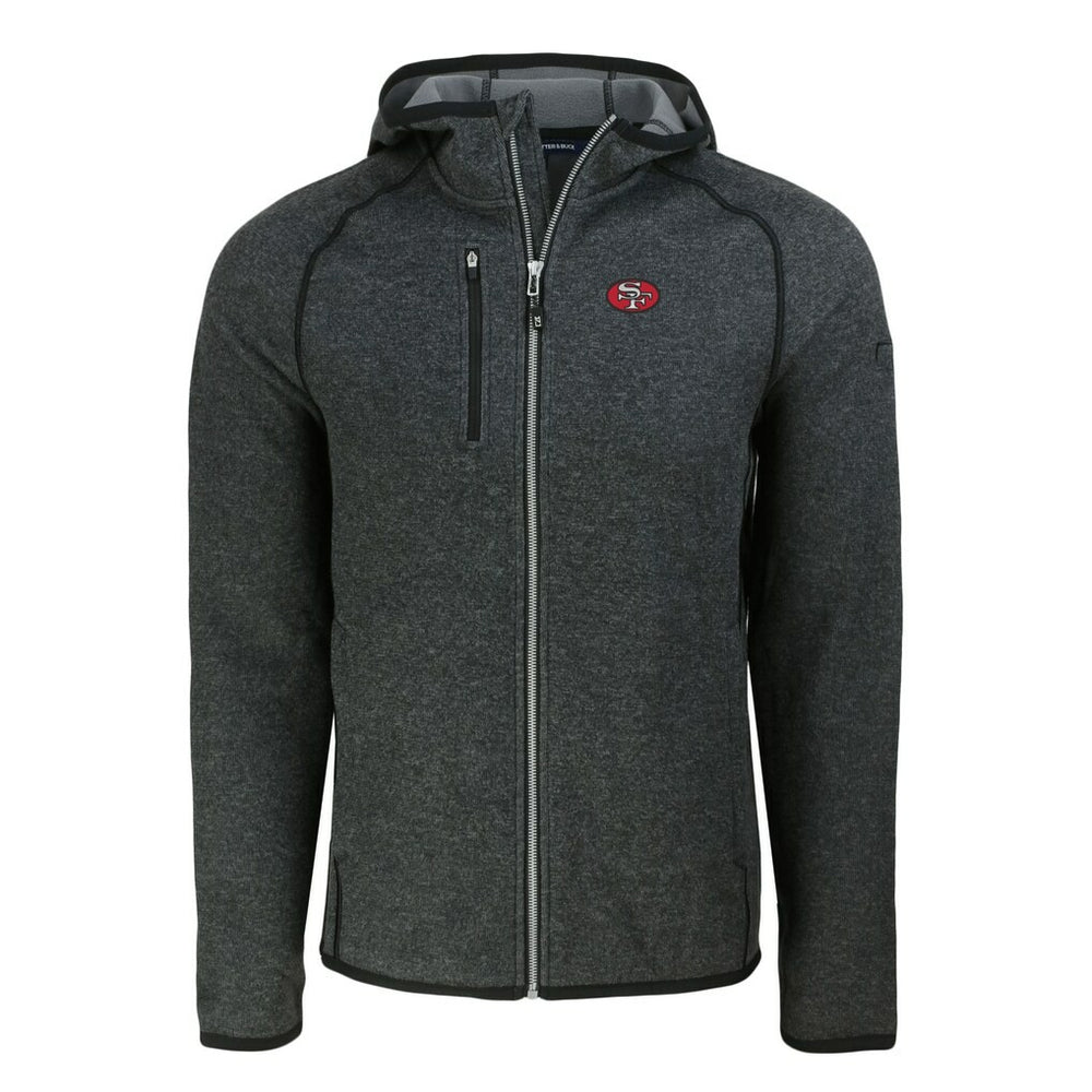 San Francisco 49ers Cutter & Buck Throwback Mainsail Sweater-Knit Full-Zip Hoodie - Heather Charcoal Hoodies