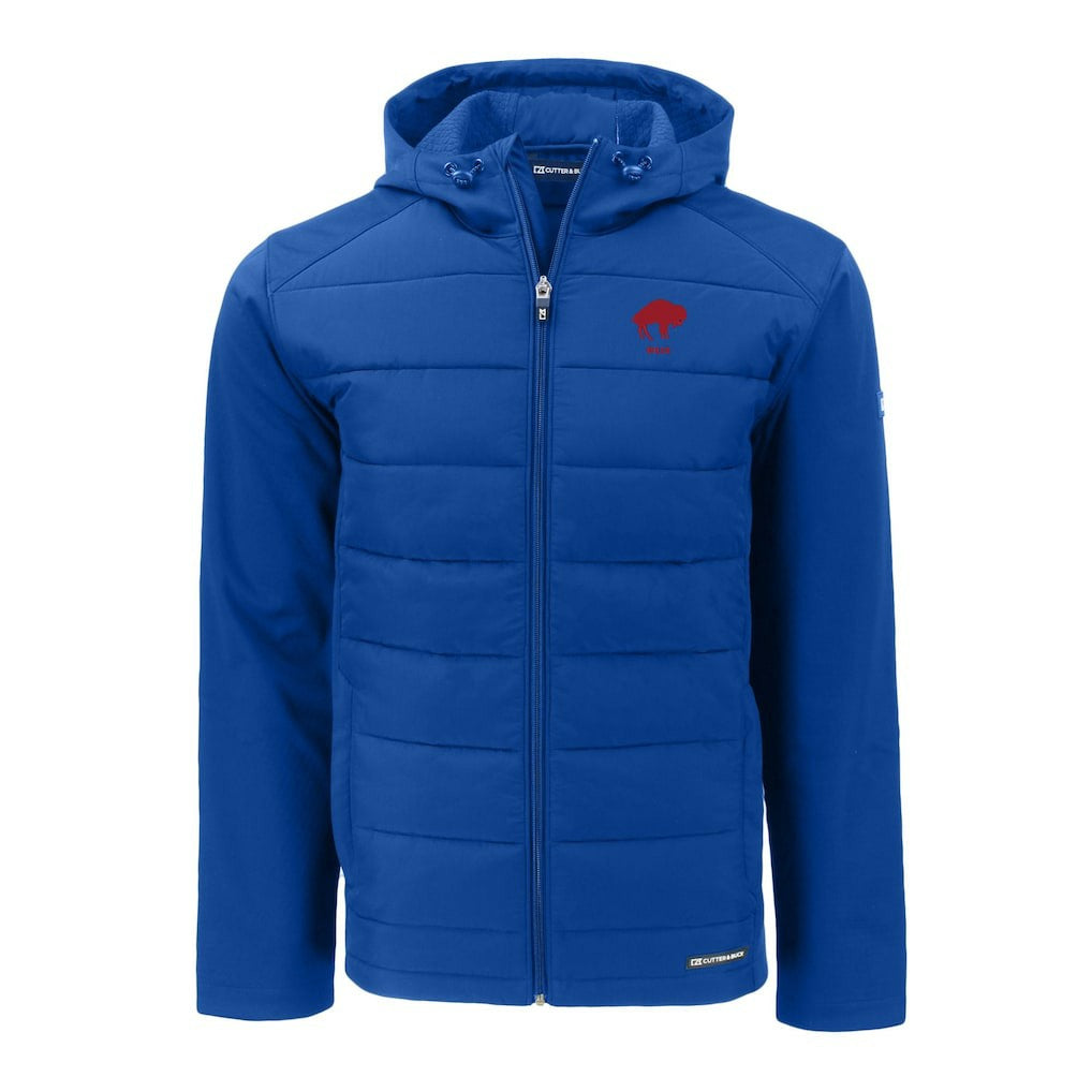 Buffalo Bills Cutter & Buck Throwback Evoke Hybrid Eco Softshell Recycled Full-Zip Hoodie Jacket - Royal Hoodies
