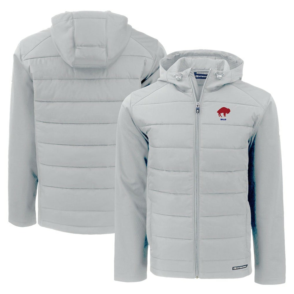 Buffalo Bills Cutter & Buck Throwback Evoke Hybrid Eco Softshell Recycled Full-Zip Hoodie Jacket - Gray Hoodies