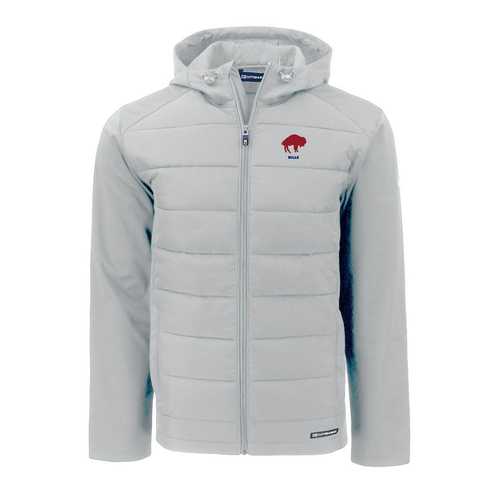 Buffalo Bills Cutter & Buck Throwback Evoke Hybrid Eco Softshell Recycled Full-Zip Hoodie Jacket - Gray Hoodies