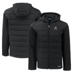 Cleveland Browns Cutter & Buck Throwback Evoke Hybrid Eco Softshell Recycled Full-Zip Hoodie Jacket - Black Hoodies