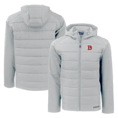 Denver Broncos Cutter & Buck Throwback Evoke Hybrid Eco Softshell Recycled Full-Zip Hoodie Jacket - Gray Hoodies