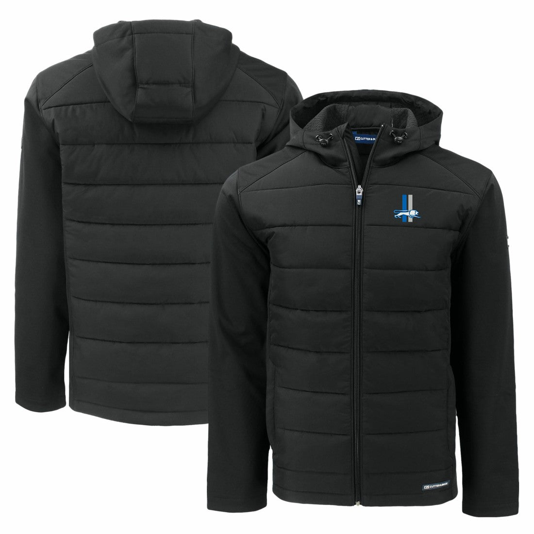 Detroit Lions Cutter & Buck Throwback Evoke Hybrid Eco Softshell Recycled Full-Zip Hoodie Jacket - Black Hoodies