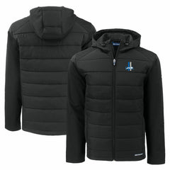 Detroit Lions Cutter & Buck Throwback Evoke Hybrid Eco Softshell Recycled Full-Zip Hoodie Jacket - Black Hoodies