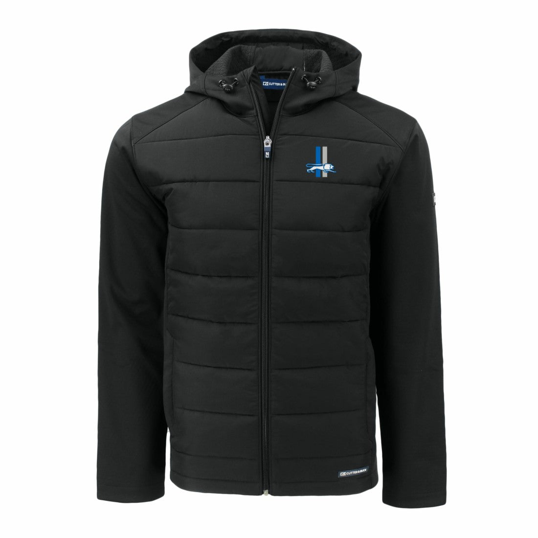 Detroit Lions Cutter & Buck Throwback Evoke Hybrid Eco Softshell Recycled Full-Zip Hoodie Jacket - Black Hoodies