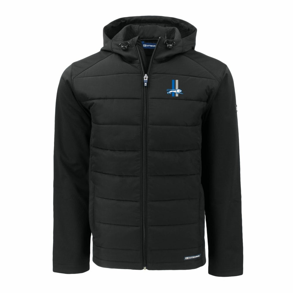 Detroit Lions Cutter & Buck Throwback Evoke Hybrid Eco Softshell Recycled Full-Zip Hoodie Jacket - Black Hoodies