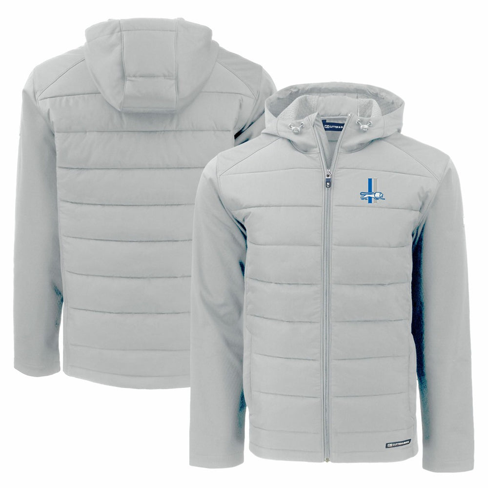 Detroit Lions Cutter & Buck Throwback Evoke Hybrid Eco Softshell Recycled Full-Zip Hoodie Jacket - Gray Hoodies