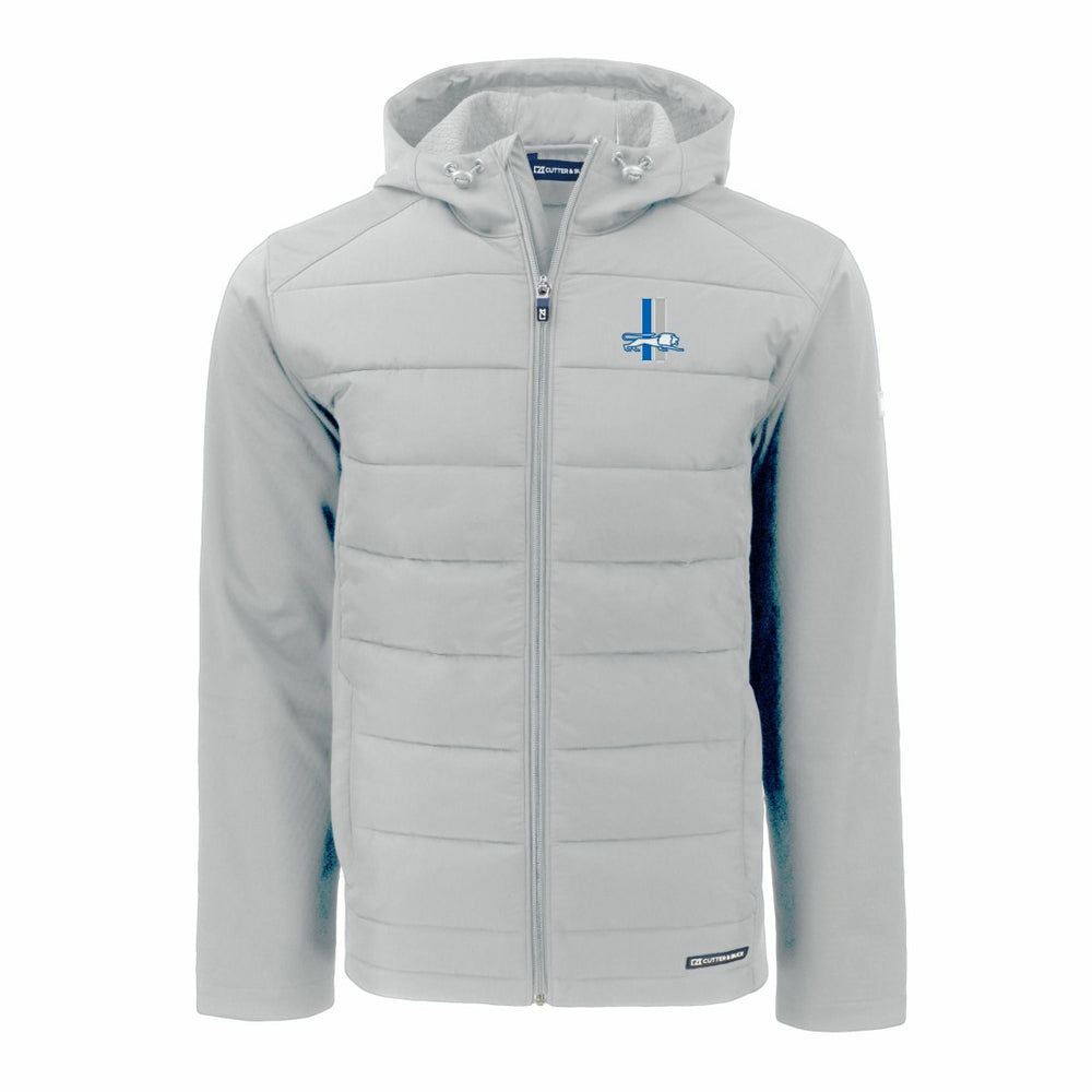 Detroit Lions Cutter & Buck Throwback Evoke Hybrid Eco Softshell Recycled Full-Zip Hoodie Jacket - Gray Hoodies
