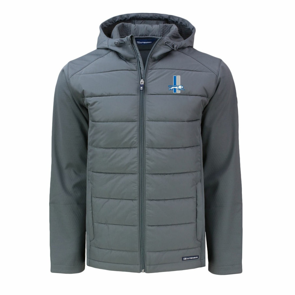 Detroit Lions Cutter & Buck Throwback Evoke Hybrid Eco Softshell Recycled Full-Zip Hoodie Jacket - Gray Hoodies