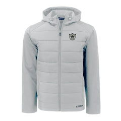 Las Vegas Raiders Cutter & Buck Throwback Evoke Hybrid Eco Softshell Recycled Full-Zip Hoodie Jacket - Gray Hoodies
