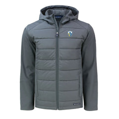 Los Angeles Chargers Cutter & Buck Throwback Evoke Hybrid Eco Softshell Recycled Full-Zip Hoodie Jacket - Gray Hoodies