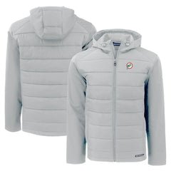 Miami Dolphins Cutter & Buck Throwback Evoke Hybrid Eco Softshell Recycled Full-Zip Hoodie Jacket - Gray Hoodies