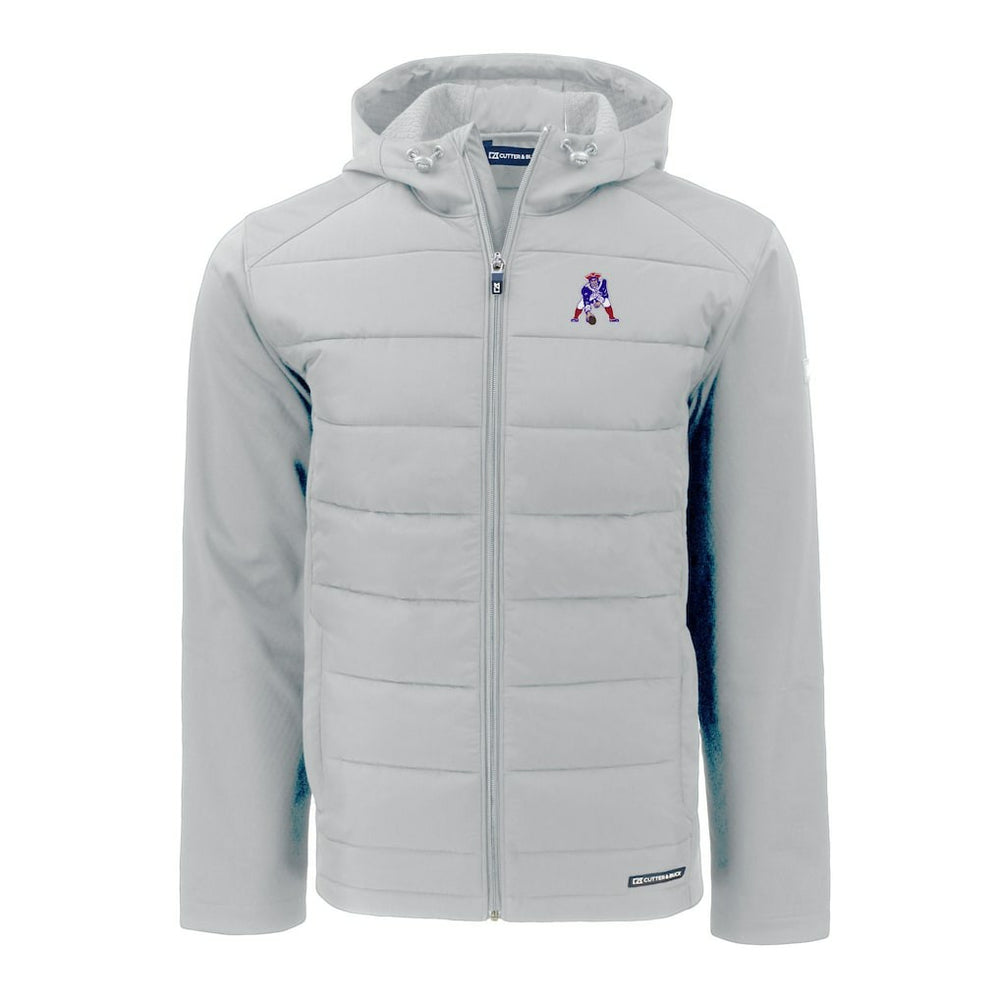 New England Patriots Cutter & Buck Throwback Evoke Hybrid Eco Softshell Recycled Full-Zip Hoodie Jacket - Gray Hoodies