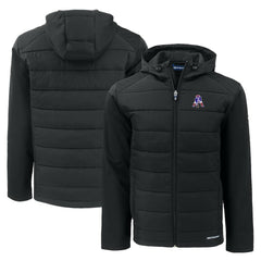 New England Patriots Cutter & Buck Throwback Evoke Hybrid Eco Softshell Recycled Full-Zip Hoodie Jacket - Black Hoodies