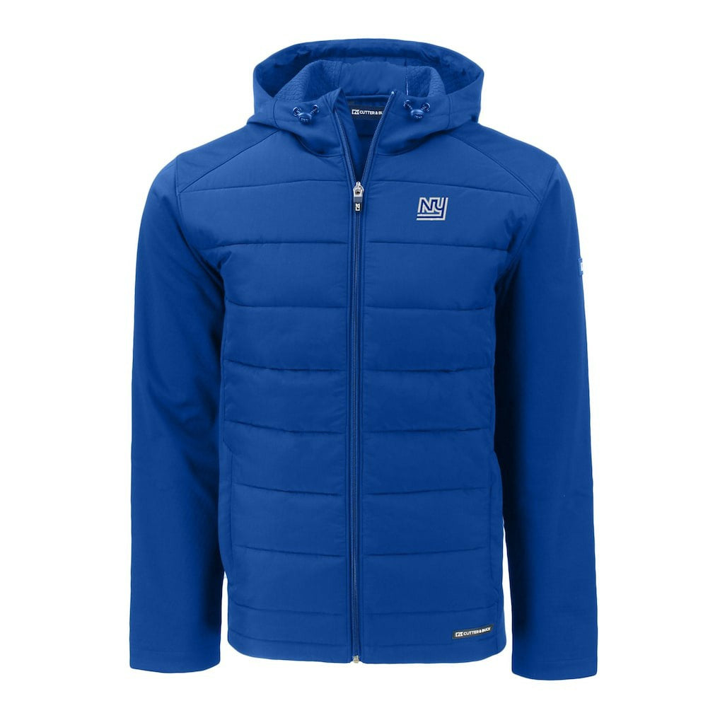New York Giants Cutter & Buck Throwback Evoke Hybrid Eco Softshell Recycled Full-Zip Hoodie Jacket - Royal Hoodies