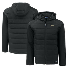 New York Jets Cutter & Buck Throwback Evoke Hybrid Eco Softshell Recycled Full-Zip Hoodie Jacket - Black Hoodies