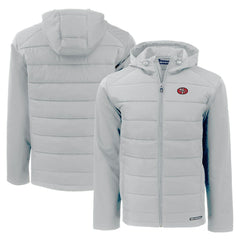 San Francisco 49ers Cutter & Buck Throwback Evoke Hybrid Eco Softshell Recycled Full-Zip Hoodie Jacket - Gray Hoodies