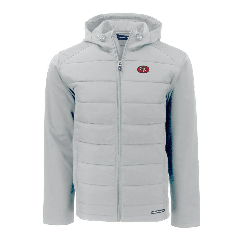 San Francisco 49ers Cutter & Buck Throwback Evoke Hybrid Eco Softshell Recycled Full-Zip Hoodie Jacket - Gray Hoodies