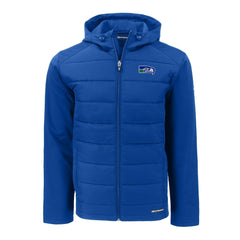 Seattle Seahawks Cutter & Buck Throwback Evoke Hybrid Eco Softshell Recycled Full-Zip Hoodie Jacket - Royal Hoodies