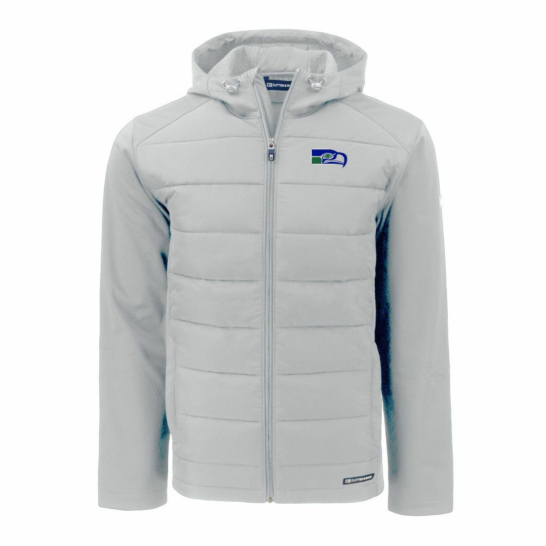 Seattle Seahawks Cutter & Buck Throwback Evoke Hybrid Eco Softshell Recycled Full-Zip Hoodie Jacket - Gray Hoodies