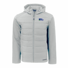 Seattle Seahawks Cutter & Buck Throwback Evoke Hybrid Eco Softshell Recycled Full-Zip Hoodie Jacket - Gray Hoodies