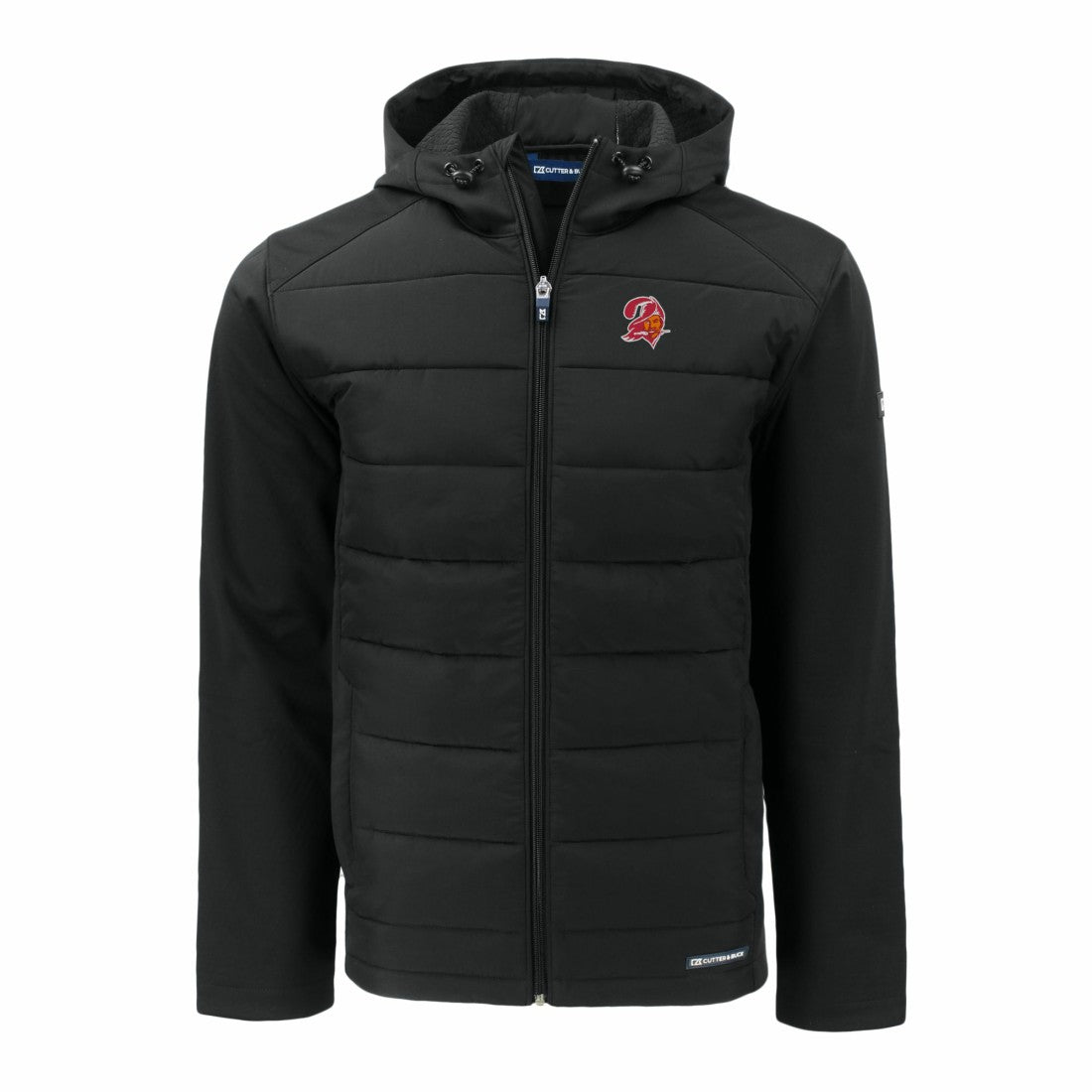 Tampa Bay Buccaneers Cutter & Buck Throwback Evoke Hybrid Eco Softshell Recycled Full-Zip Hoodie Jacket - Black Hoodies