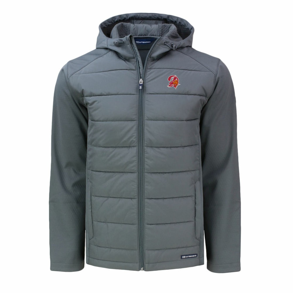 Tampa Bay Buccaneers Cutter & Buck Throwback Evoke Hybrid Eco Softshell Recycled Full-Zip Hoodie Jacket - Gray Hoodies