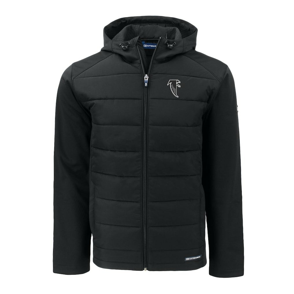 Atlanta Falcons Cutter & Buck Throwback Big & Tall Evoke Hybrid Eco Softshell Recycled Full-Zip Jacket - Black Jackets