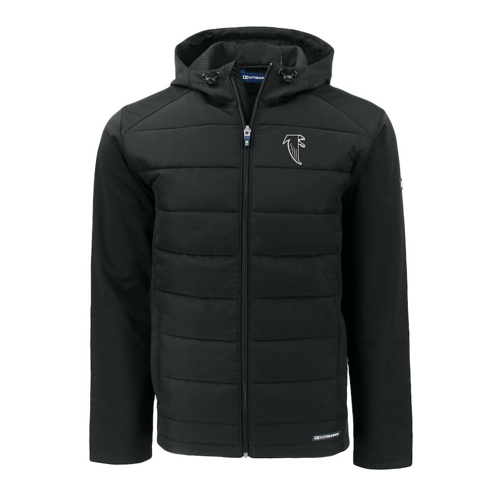 Atlanta Falcons Cutter & Buck Throwback Big & Tall Evoke Hybrid Eco Softshell Recycled Full-Zip Jacket - Black Jackets