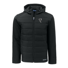 Atlanta Falcons Cutter & Buck Throwback Big & Tall Evoke Hybrid Eco Softshell Recycled Full-Zip Jacket - Black Jackets