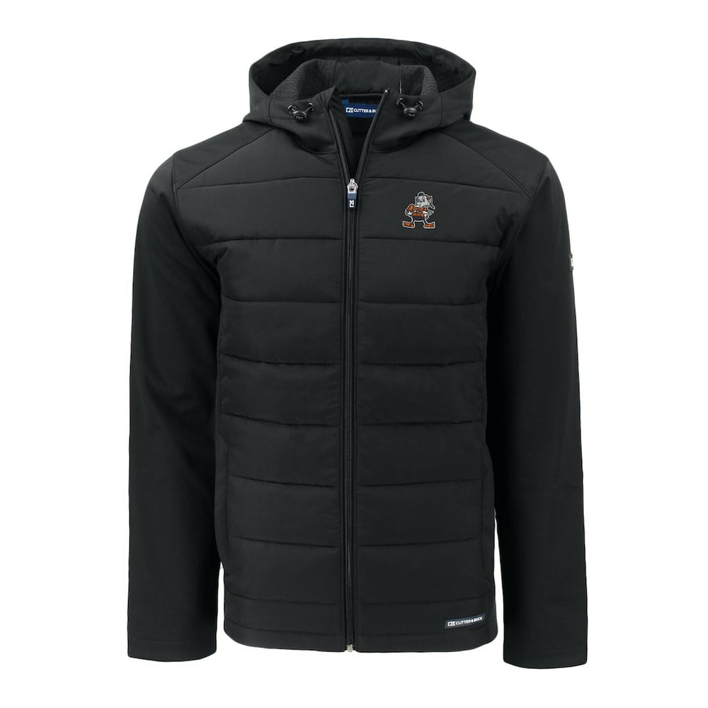 Cleveland Browns Cutter & Buck Throwback Big & Tall Evoke Hybrid Eco Softshell Recycled Full-Zip Jacket - Black Jackets