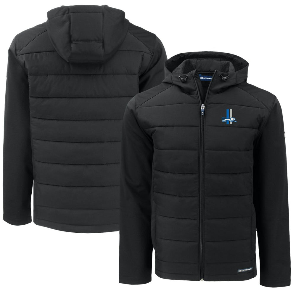 Detroit Lions Cutter & Buck Throwback Big & Tall Evoke Hybrid Eco Softshell Recycled Full-Zip Jacket - Black Jackets