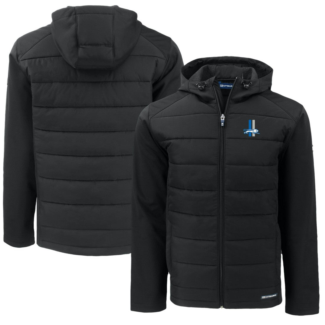 Detroit Lions Cutter & Buck Throwback Big & Tall Evoke Hybrid Eco Softshell Recycled Full-Zip Jacket - Black Jackets