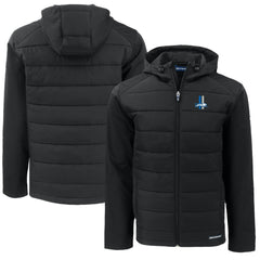 Detroit Lions Cutter & Buck Throwback Big & Tall Evoke Hybrid Eco Softshell Recycled Full-Zip Jacket - Black Jackets