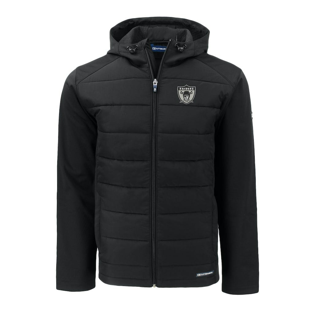 Las Vegas Raiders Cutter & Buck Throwback Big & Tall Evoke Hybrid Eco Softshell Recycled Full-Zip Jacket - Black Jackets