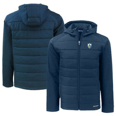 Los Angeles Chargers Cutter & Buck Throwback Big & Tall Evoke Hybrid Eco Softshell Recycled Full-Zip Hoodie - Navy Hoodies