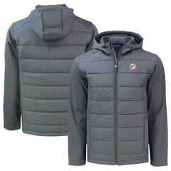 Miami Dolphins Cutter & Buck Throwback Big & Tall Evoke Hybrid Eco Softshell Recycled Full-Zip Hoodie - Gray Hoodies
