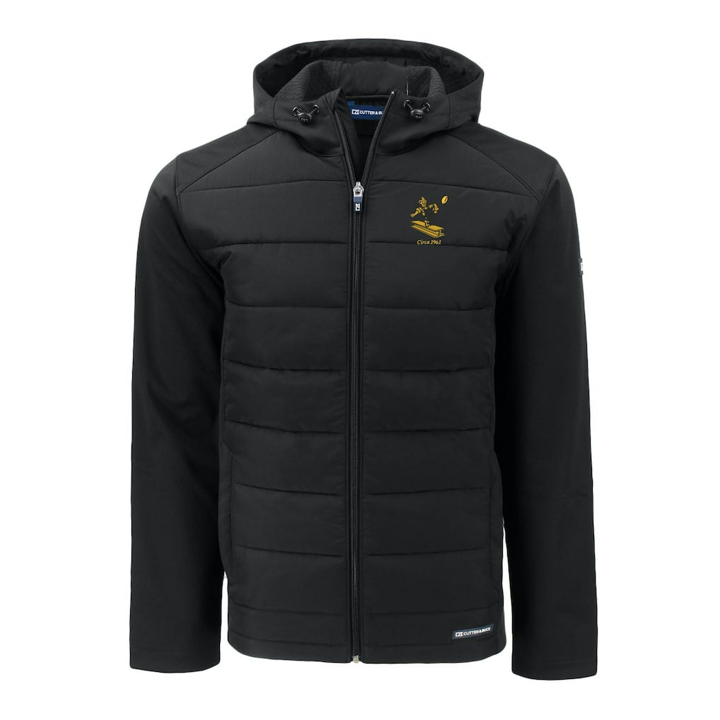 Pittsburgh Steelers Cutter & Buck Throwback Big & Tall Evoke Hybrid Eco Softshell Recycled Full-Zip Hoodie - Black Hoodies