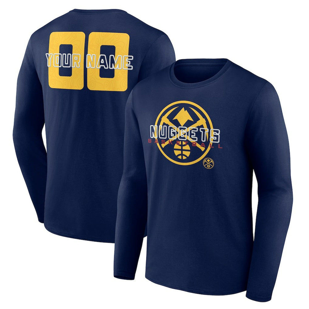 Denver Nuggets Stellar Personalized Name & Number Long Sleeve T-Shirt Navy outlet